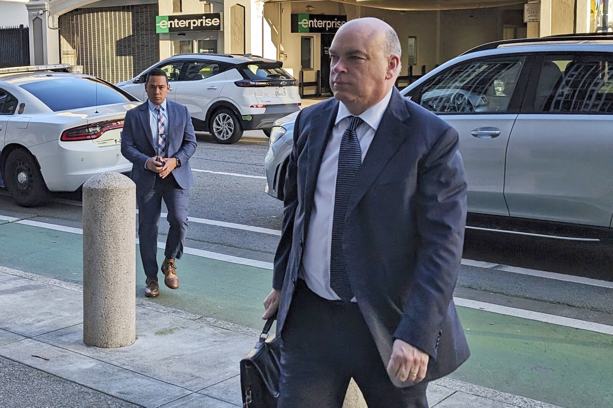 Mike Lynch arrives at the federal court in San Francisco in the latest stage of his marathon criminal trial